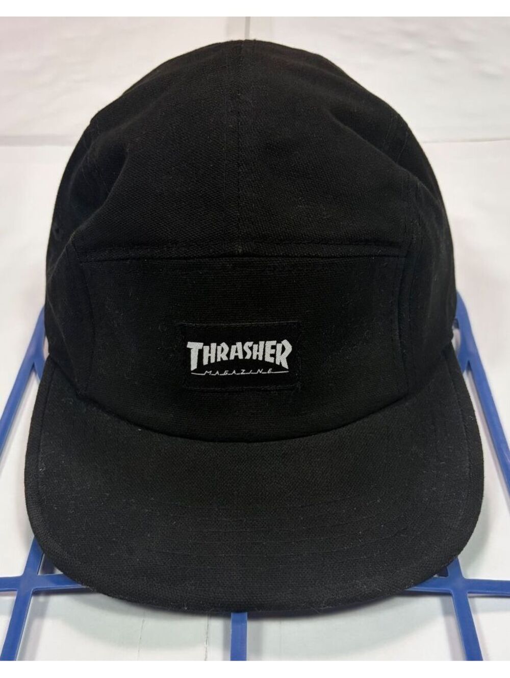 Skater Streetwear Thrasher Magazine 5 Panel Camp Hat Black Logo Strapback Unisex